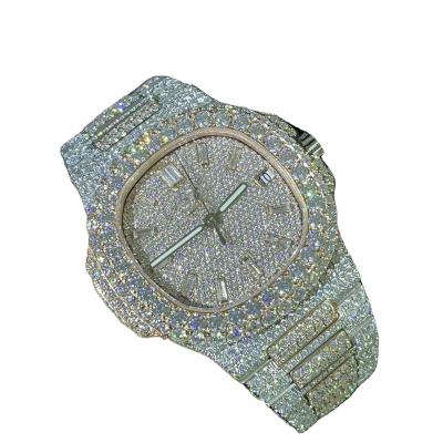 China Custom Mens Womens Mens Watches Diamond Luxury Fashion Bling Dial Bezel Band Moissanite Watch for sale