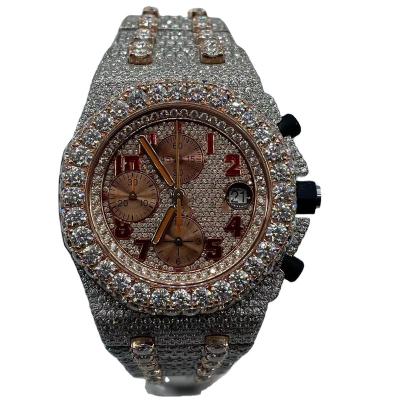 China Mens Top Brand Custom Design Mens Woman Hand Luxury Set Iced Out Diamond Moissanite Watch for sale