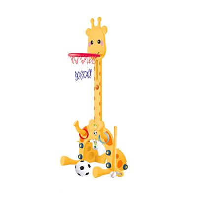 China Sports Toy Sport Set 5 in 1 Hoop Kids Toys Football Indoor Sports Mini Basketball With Height Adjustable Stand Plastic Basketball Holder for sale