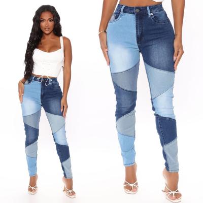 China Breathable 2022 New Arrival Street Wear Pants Plus Size Stretch Patchwork Denim Jeans Pants Casual Skinny Mom Jeans Custom Designed Women for sale