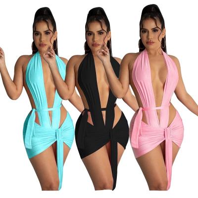 China European and American Straps Summer V-Neck Nightclub Breathable Sexy Two-piece Suit for sale