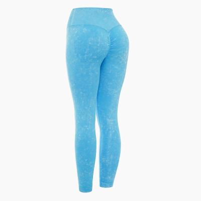 China Viable Tiktok Yoga Pants In Compression Dye Tie Hip Peach Gym Lifting Gaiters Crac! crack! booty running seamless butt for women for sale