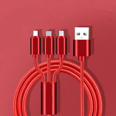 China 3C High Quality Efficient Products 2A 1.2M Cost Hot Selling Recommendation Braided Types 3 In 1 USB Cable For Smart Phone for sale