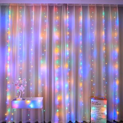 China 2022 Party Star Holiday Decoration Colorful USB Copper Wire Customizable Curtain Lights Led Curtain String Light With Remote Control for sale