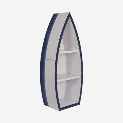 China High quality eco-friendly special factory design boat shape book shelves display racks cardboard display for notedbooks for sale