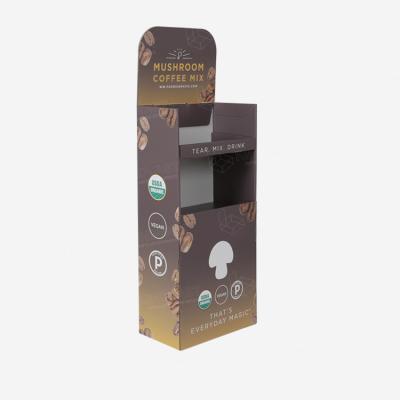 China Good Quality Eco-friendly Promotion Cardboard Coffee Display Rack Cardboard Shipper Retail Display For Mushroom Drinks for sale