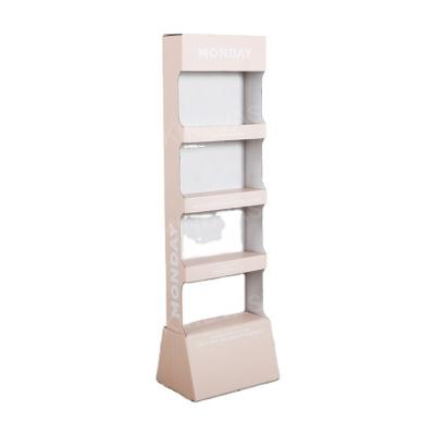 China Promotional Advertising Or Promotion Makeup Products Cardboard Shelf Display Stand For Cosmetics Paper Display for sale