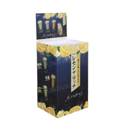 China Advertising Or Promotion Beverage Selling Cardboard Floor Stand Display Promotional Bin Retail Display Unit for sale