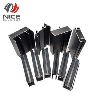 China door & Window 6000 Series T5 Customized China Manufacturer Slim Frame Window Anodized Black Aluminum Extrusion Profiles for sale