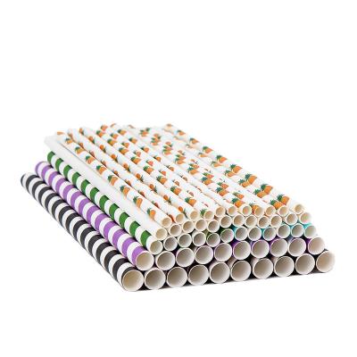 China Factory Sales Disposable Biodegradable Kraft Paper Printed Straw Custom Hot Sell Disposable Paper Straws for sale