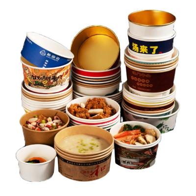 China Hot Sale Disposable Customized Product Soup Design Brown Salad Spare Paper Bowl for sale