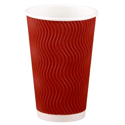 China Recyclable Cheap Wholesale Price Ripple Wall Disposable Coffee Paper Cup With Lids for sale