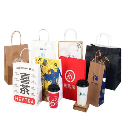 China Recyclable Hot Sale Custom Print Product Brown Tote Bag Logo Disposable Paper Bags for sale