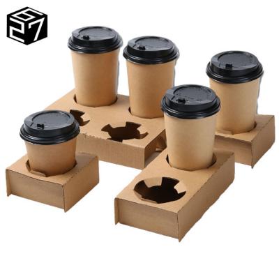 China Good Quality Disposable Foldable Takeaway Milk Tea Packaging Good Price Corrugated Paper Cup Sleeve Holder for sale