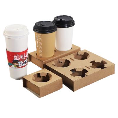 China Recyclable Promotional Customized Coffee 4 Disposable Recyclable Tray Cardboard Paper Cup Holder for sale