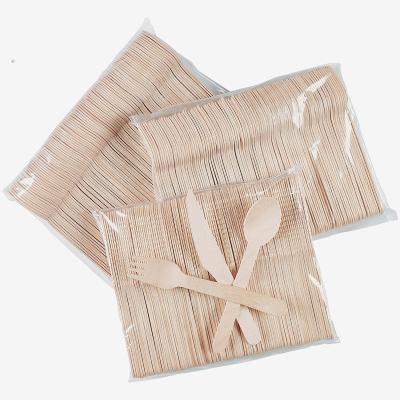 China Disposable Disposable Wooden Cutlery Set Forks Knives Spoons Perfect Alternative For Plastic Tableware for sale