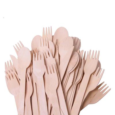 China Disposable Eco-Friendly Cheap Disposable Kit Birch Wood Cutlery Set Compostable Biodegradable Disposable Natural Flatware Spoon Knife Fork for sale