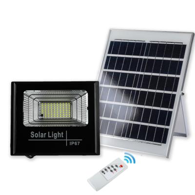 China bridgelux ip66 60w 100w waterproof high lumen remote control light+solar timing led street flood lamp for sale