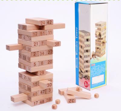 China Classic Wooden Stacking Game from Toy Timber Tower Wood Building Blocks for Family for sale