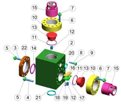 China SOUTHWEST 8494-25A FLUID END FOR  EMSCO FC-2200 mud pump,  EMSCO FC-2200 MUD PUMP FLUID END MODULE, LINER, PISTON for sale