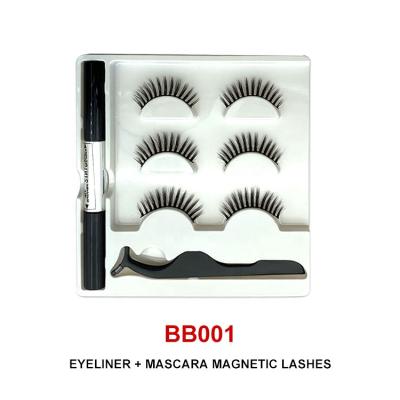 China Mink Pure Handmade Magnetic Eyeliner and natural high quality eyelashes with the eyeliner for sale