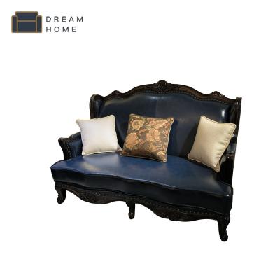 China Other antique style loveseat sofa set vintage living room sofa two seats luxury old British royal wooden living room sofa carved for sale