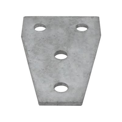 China TF110 Hot Dip Galvanized 6mm Thickness Four Holes Irregular Flat Strut Fitting For Assembling With Channel Customized for sale