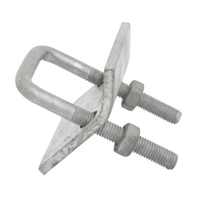 China TF601 easy fixing HDG 6mm two hole bracket including 95mm U-bolt and two nuts to assemble with customized 41x41mm Channel for sale