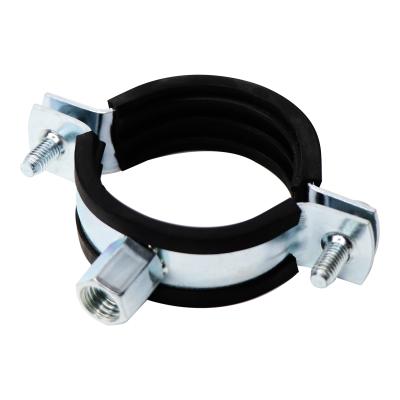 China Carbon Steel And EPDM Rubber Heavy Duty Pipe Clamps With Epdm Rubber And With Galvanized Reinforced Strip for sale