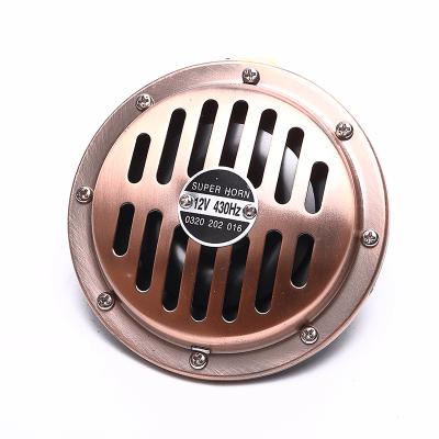 China Waterproof Manufacturers Supply Electrical Parts Car Horn 12v 24v 125mm Disc Copper Color Horn for sale