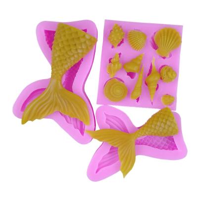 China Cake Mold Silicone Fondant Mermaid Tail Soap Tail Fish 3D Viable Custom Viable Baking Tools Cake Decorating Supplies for sale