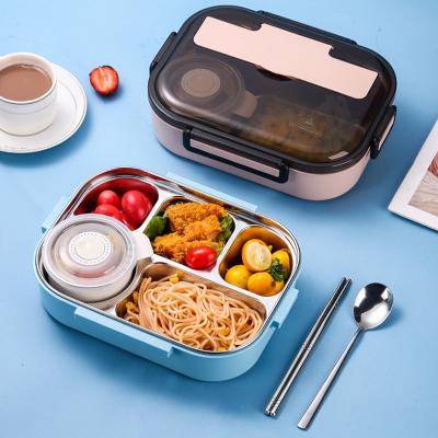 China New 4/5 Bento Lunch Box For Kids Stainless Steel Picnic Food Outdoor Leakproof Free Standing Desktop Viable Compartment Containers for sale