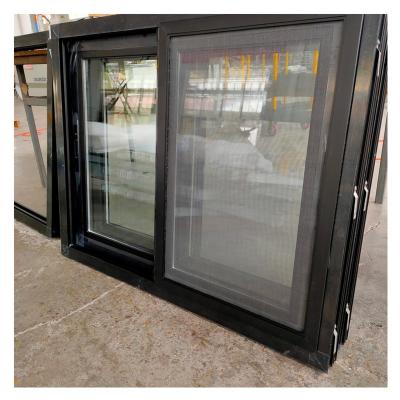 China Screen Black Color Folding Aluminum Windows , Double Glazed Aluminum Sliding Windows for sale