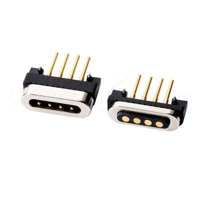 China 5VDC power charger and data tansfer 4 pogo pin 2A connection straight charging male and female magnetic connector for sale