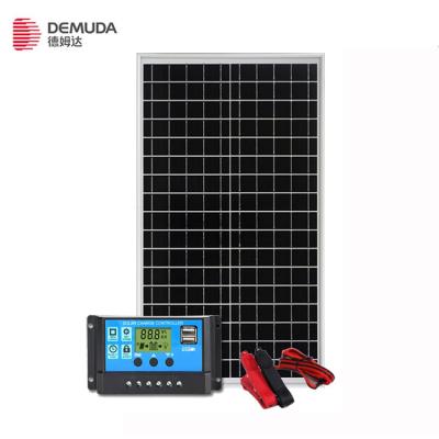 China DEMUDA 10W Home Monocrystalline Panel Solar Panel Kit With 10A Solar Controller For Homes Caravan RV for sale