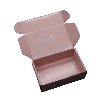 China New Materials Fashion Customized Recycled Packaging Box Clothes Packaging Box Pink Corrugated Underwear Packaging for sale