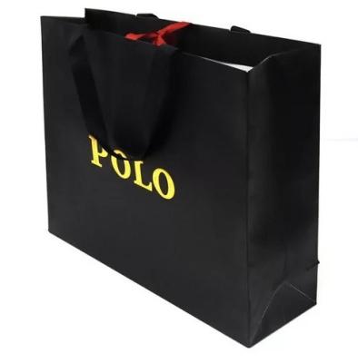 China Recyclable Custom Printed Luxury Matte Black Paper Bag Gift Bag Shopping Bag Environmental Kraft Paper With Handle for sale