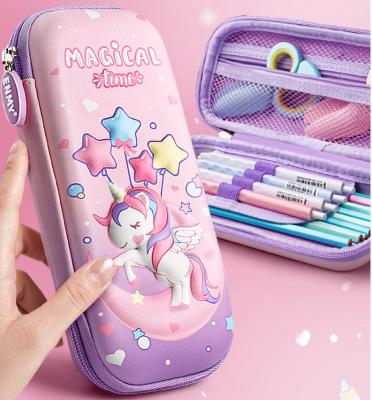 China Factory Price Korean Style EVA Stationery Box Primary Pencil Cases Multifunctional 3D Unicorn Pencil Box Pencil Case Stationery Gift Box Set for sale