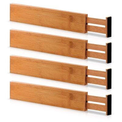 China Wholesale Expandable Adjustable Bamboo Adjustable Drawer Divider Bamboo Custom Custom Bathroom Underwear Kitchen Dividers 4pcs for sale