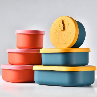 China 2023 New Microwavable BPA Free Silicone Lunch Stackable Bento Box Food Grade Food Storage Container Silicone Snack Containers for sale