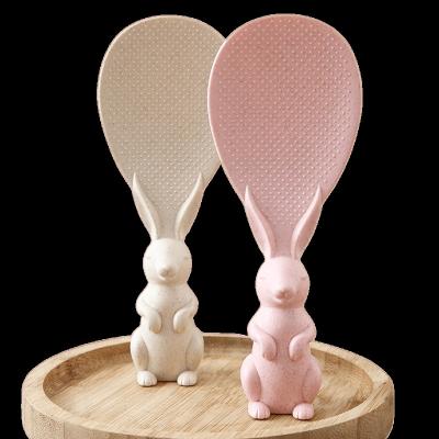 China Bunny Shape Standing Non-Stick Rice Creative Viable Scooper Made of Wheat Straw for Kitchen Utensils for sale