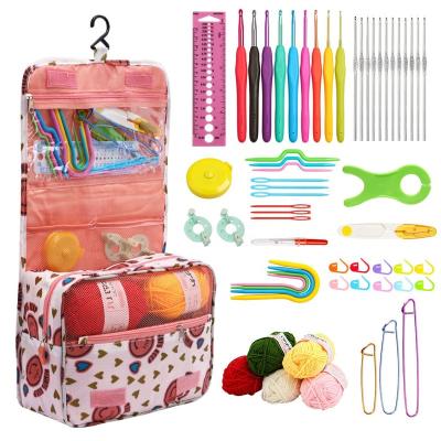 China Perfect for every crochet project eager crochet tool kit with yarn portable crochet hook set with storage bag knitting needles set for beginner for sale