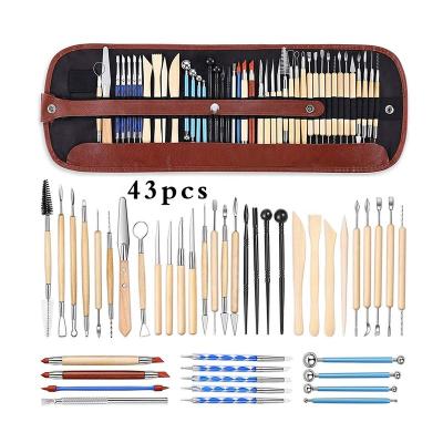 China Pottery Carving Tools Wholesale 43pcs Pottery Sculpting Tools Clay Carving Tool Set Ceramic Art Crafts Modeling Clay Polymer Clay Tool Se for sale