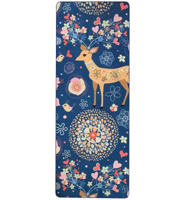 China Eco-friendly factory price printed travel eco natural rubber yoga mat fabric suede microfiber foldable yoga mat for sale