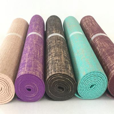 China 6 Colors Hemp Yoga Mat PVC 5mm PVC Workout Mats Exercise Cushion Custom Logo Wholesale Price Pilates for sale