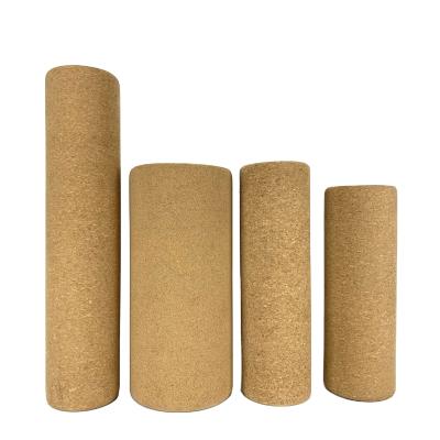 China Factory Fine Grain High Density Yoga Brick Pilates Block Dance Aid Fitness Massage Roller Natural Cork Yoga Pillar for sale