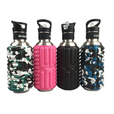 China Large 1200ml Environmental EVA Water Bottles With Foam Roller Massage EVA Roller Sports Bottle Private Label China for sale