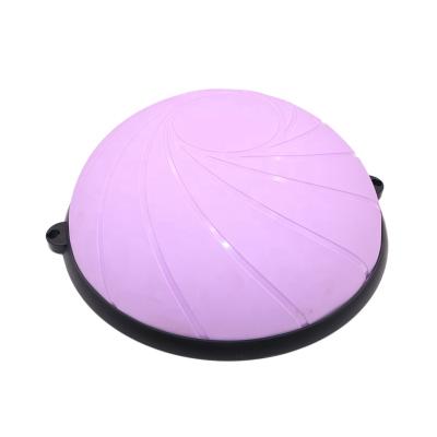 China New Anti-burst Bosuing Ball With Resistance Bands Handles Half Compressor PVC Premium Yoga Ball 58cm Purple Exercise Balance Balls for sale