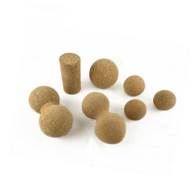 China 5/5.5/6/7/8/10cm 100% Cork Fascial Ball Yoga Peanut Eco-Friendly Custom Made Natural Eco-Friendly Massage Ball Set for sale