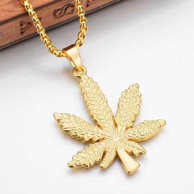 China Hiphop hip hop kolye maple leaf stainless steel jewelry necklace for couples necklace jewelry for sale